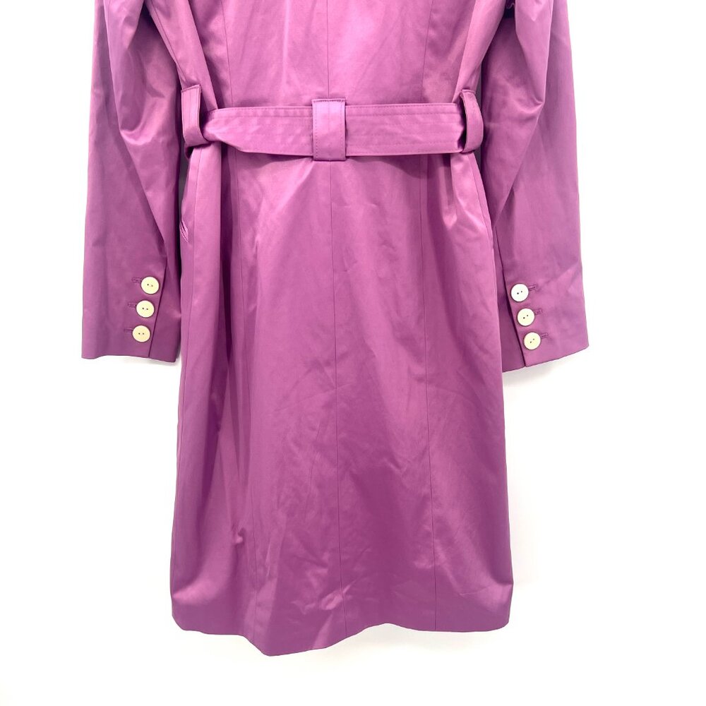 Gene Meyer Pink Satin Long Belted Trench Coat Women's 4 - Picture 7 of 7